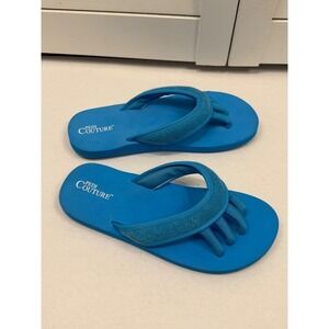 Pedi Couture Toe Separator Sandals Women L Turquoise Blue